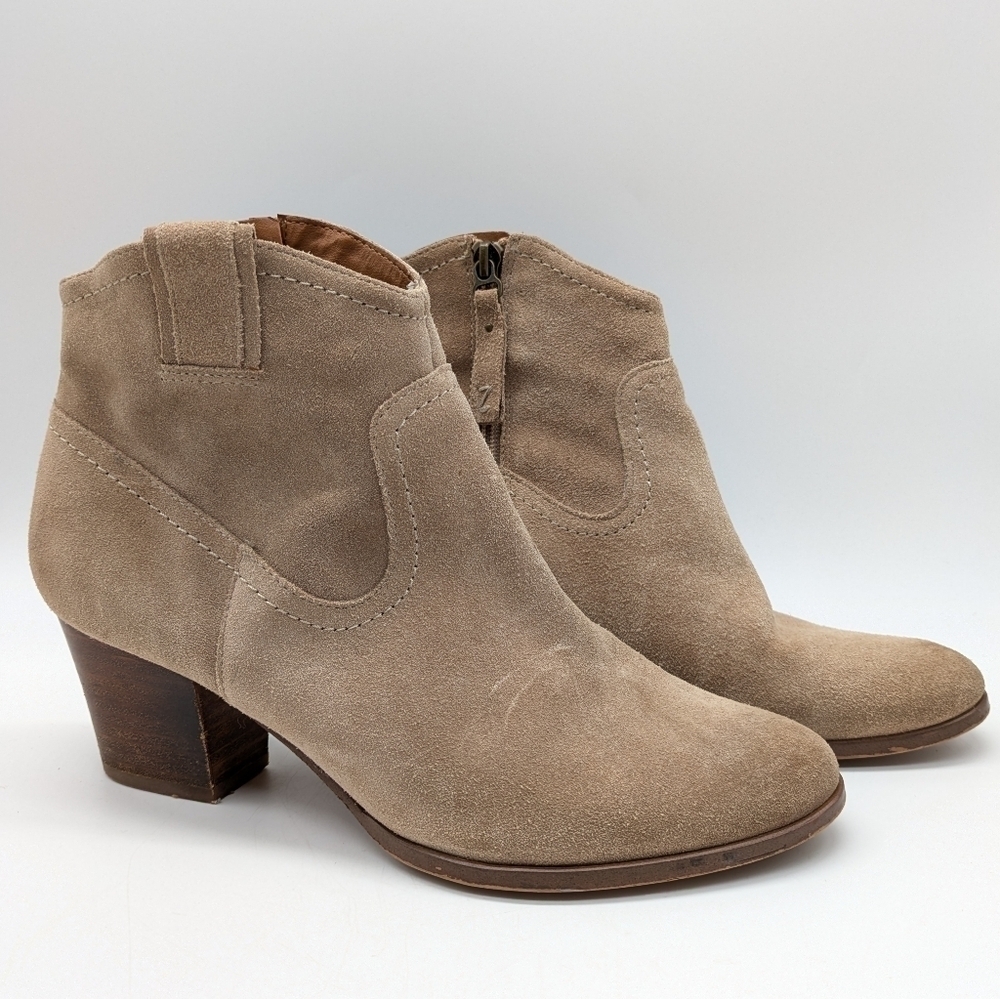 Zodiac Kela tan leather heeled ankle boots 8.5